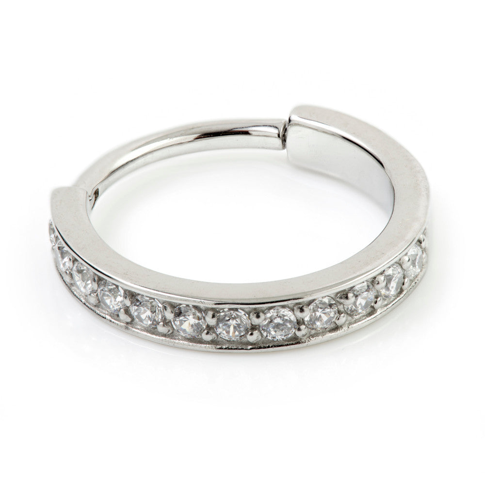 Steel Hinged Jewelled Conch Ring - CONCH3