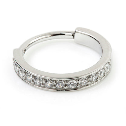Steel Hinged Jewelled Conch Ring - CONCH3