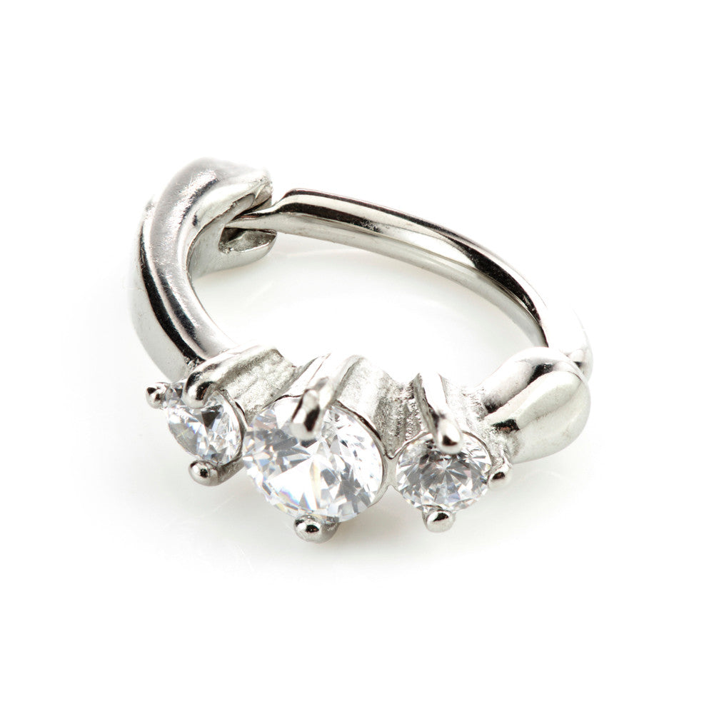 Steel Hinged Prong Gem Rook Ring
