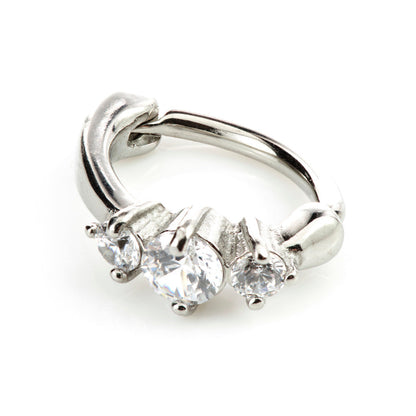 Steel Hinged Prong Gem Rook Ring
