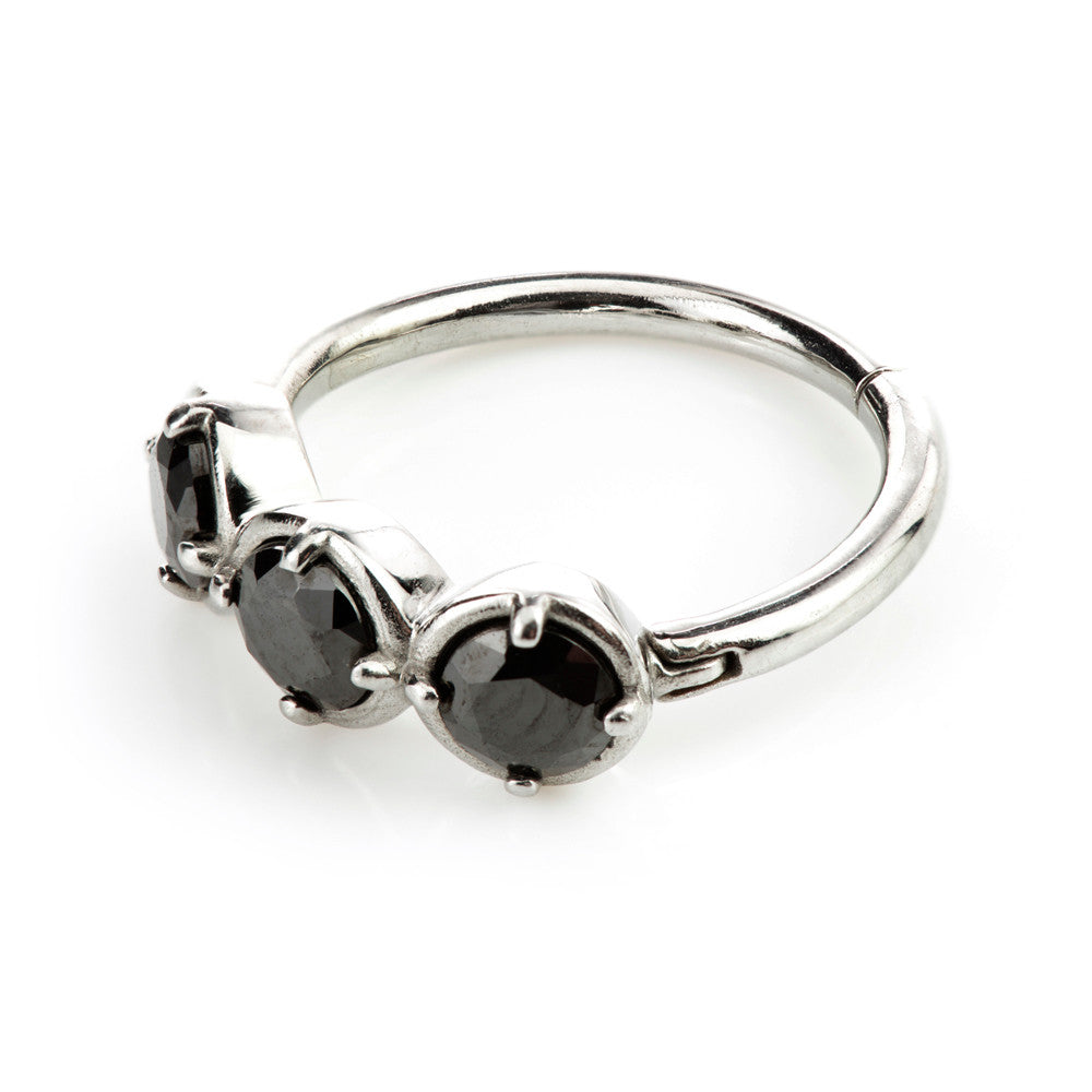 Steel Hinged Triple Gem Ring
