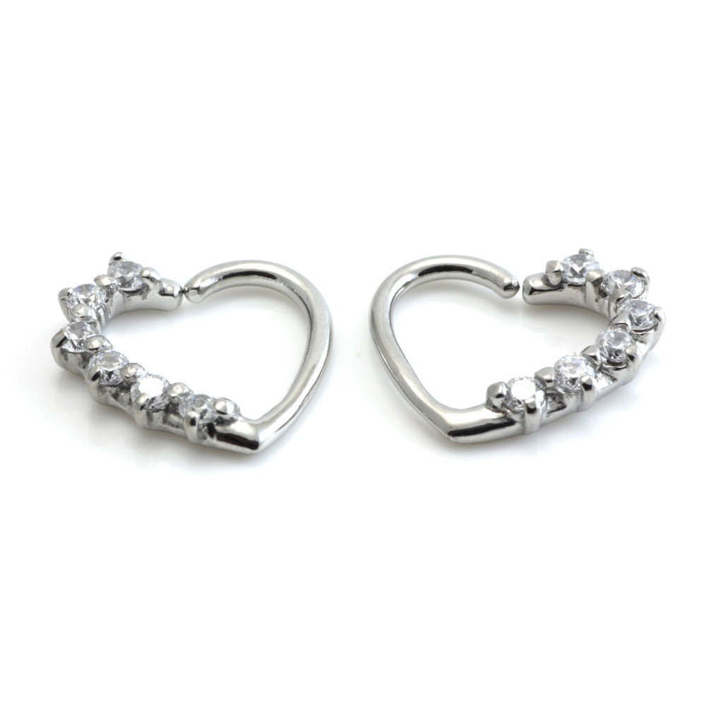 Steel Multi Gem Heart Ring