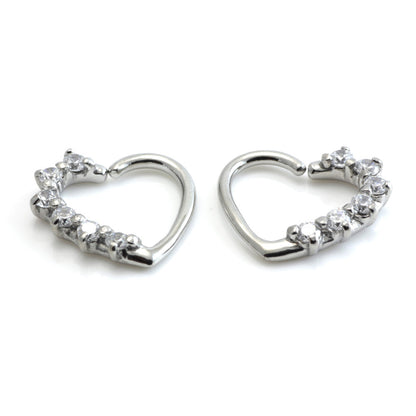 Steel Multi Gem Heart Ring