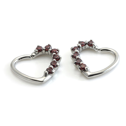 Steel Multi Gem Heart Ring