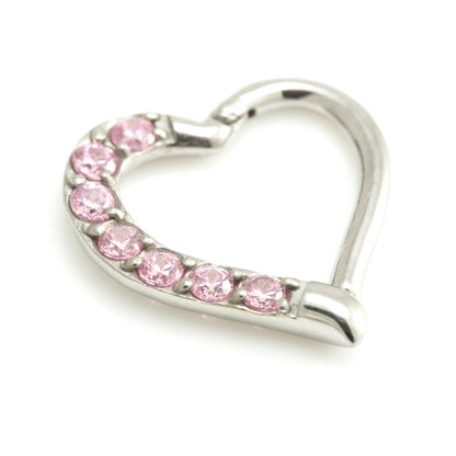 Steel Multi Gem Hinge Heart Ring