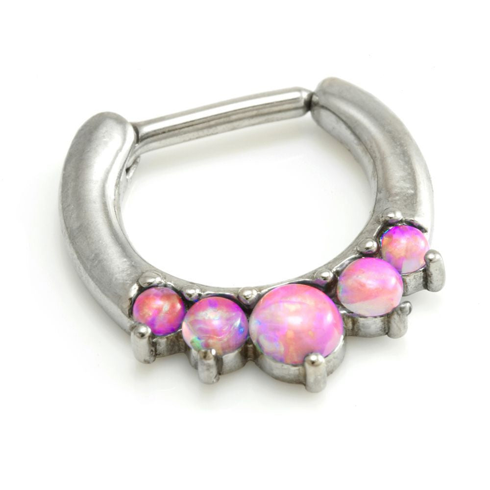 Steel 5 Opal Gem Septum Ring