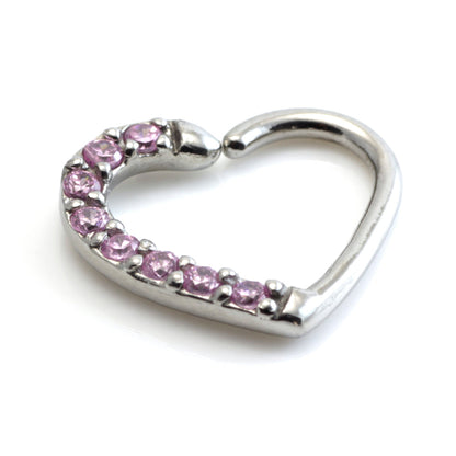 Steel Pave Gem Heart Ring