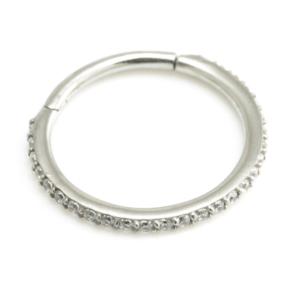 Steel Pave Gems Hinged Micro Ring - MRING14