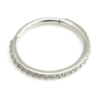 Steel Pave Gems Hinged Micro Ring - MRING14