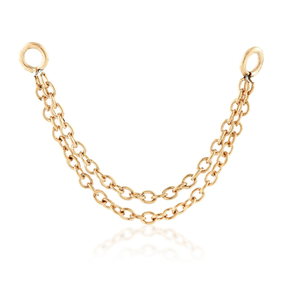 Rose Gold PVD Steel Hanging Double Chain Charm