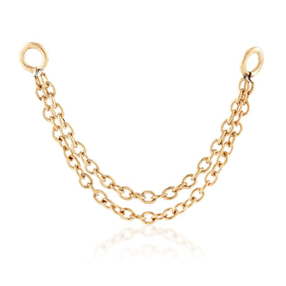 Rose Gold PVD Steel Hanging Double Chain Charm