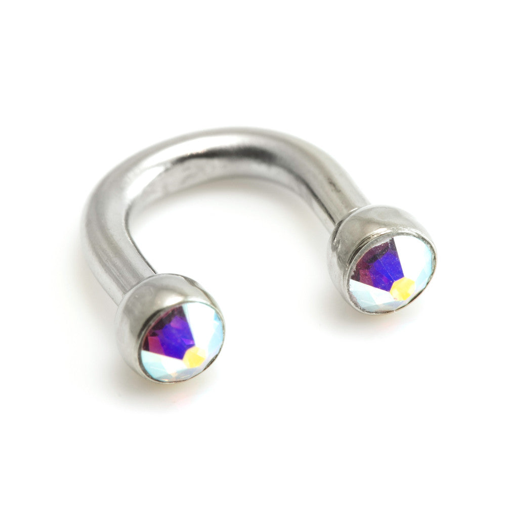 Steel U Shape Gem Ear Barbell