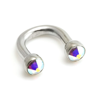Steel U Shape Gem Ear Barbell