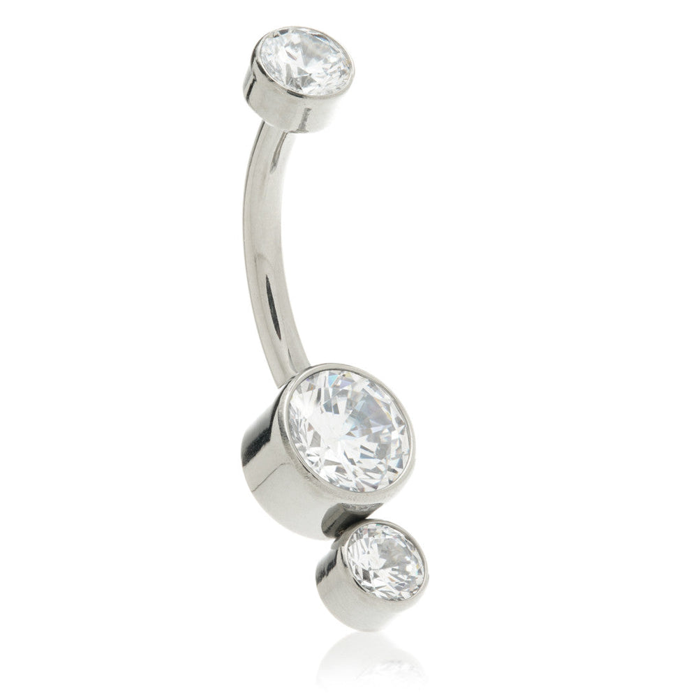 Threadless Ti Double Disk Jewelled Navel