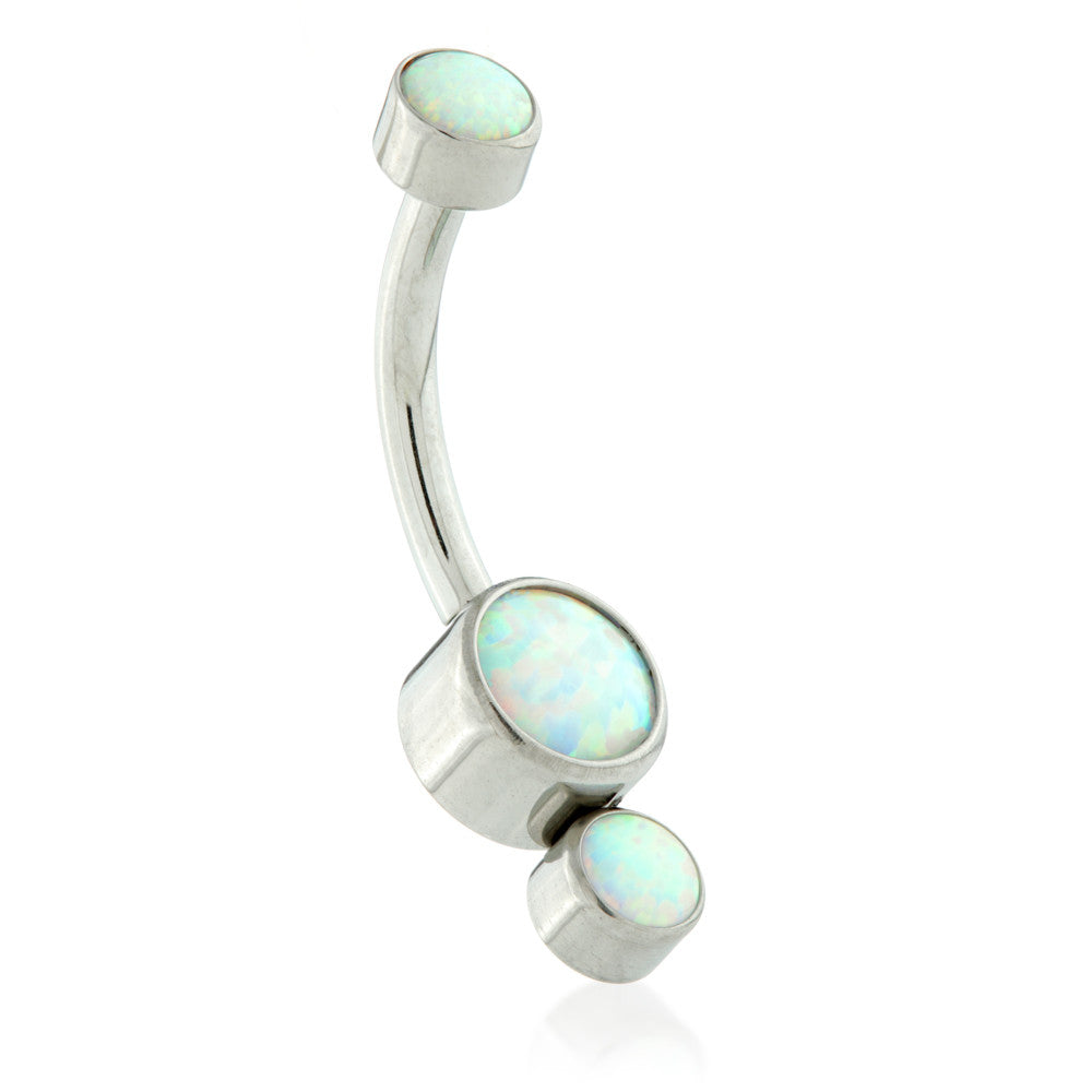 Threadless Ti Double Disk Opal Navel