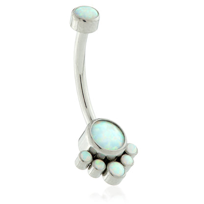 Threadless Ti Double Opal Navel With 6 Opal Cluster