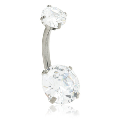 Threadless Titanium Double Round Gem Belly Bar