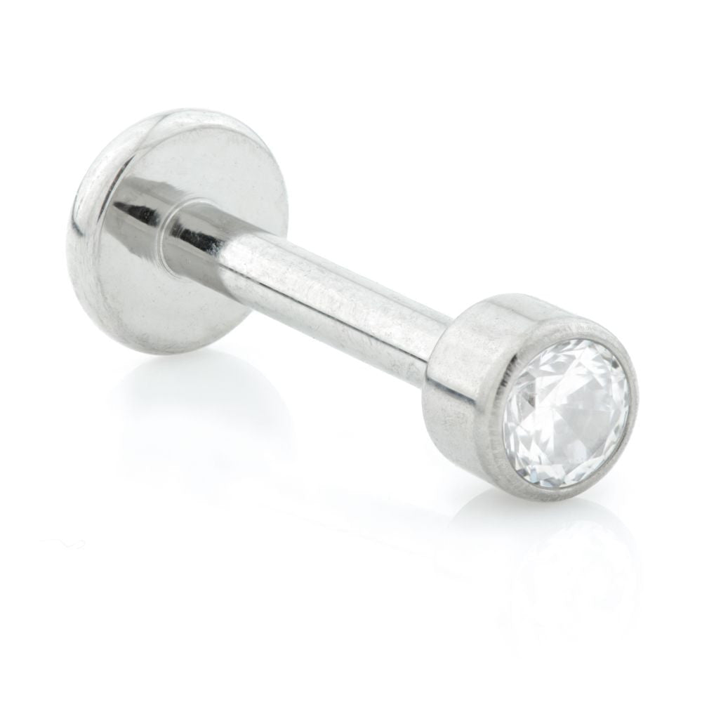 Ti Threadless Labret with Ti Gem Disk Attachment