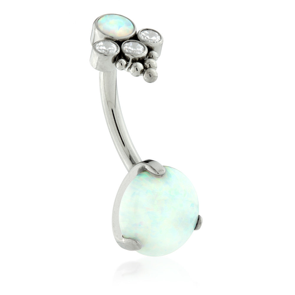Threadless Titanium Navel Bar with Opal Triple Gem Caeli Top