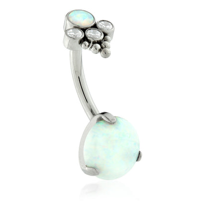 Threadless Titanium Navel Bar with Opal Triple Gem Caeli Top