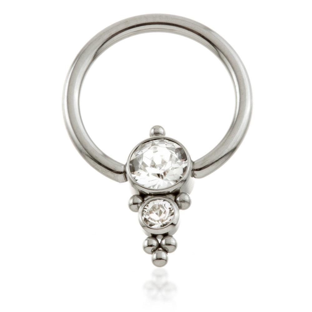 Ti BCR with 2 Cluster Gem Flat Disk 1.2mm