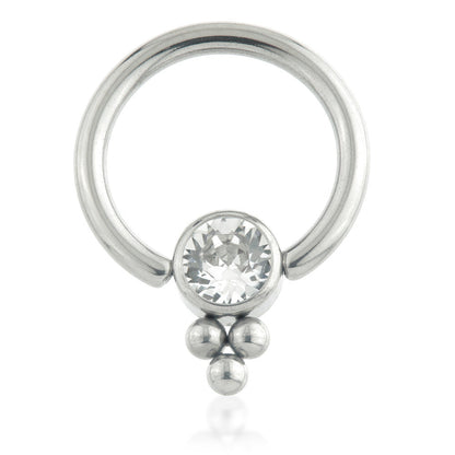 Ti BCR with Tri Dot Gem Flat Disk