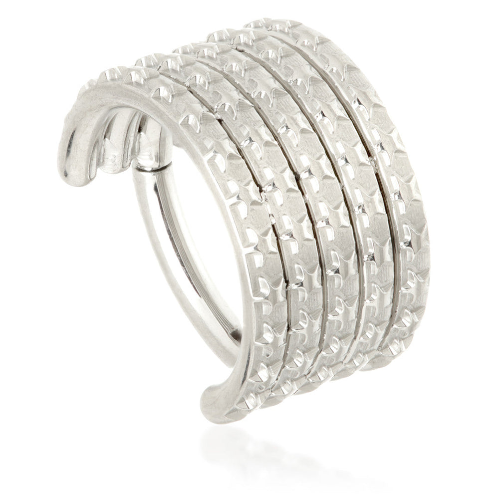 Ti Couture 5 Band Star Embossed Hinged Ring