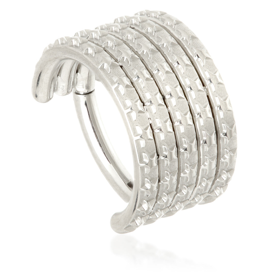 Ti Couture 5 Band Star Embossed Hinged Ring