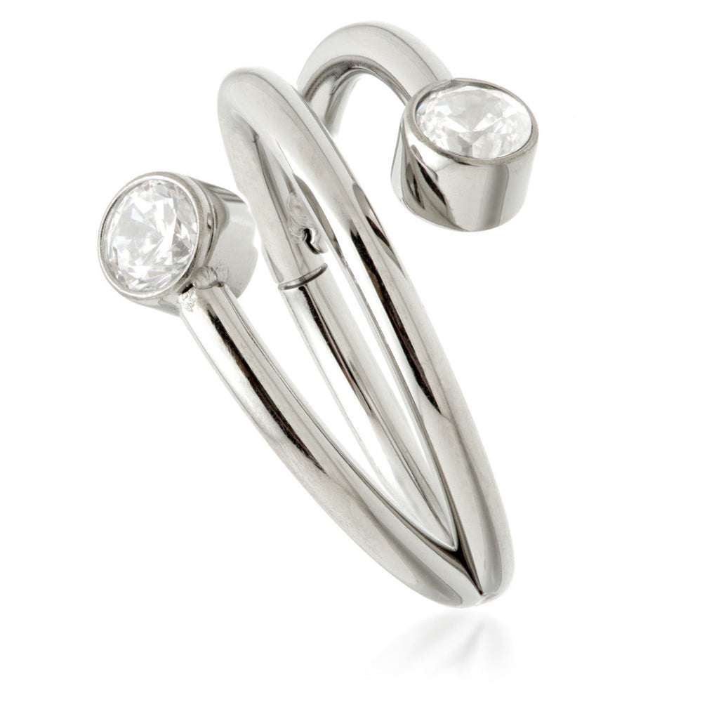 Ti Couture Coiled Shape with Bezel Gem Ends Hinged Rings