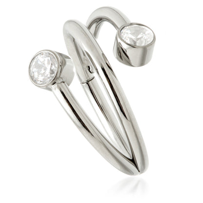 Ti Couture Coiled Shape with Bezel Gem Ends Hinged Rings