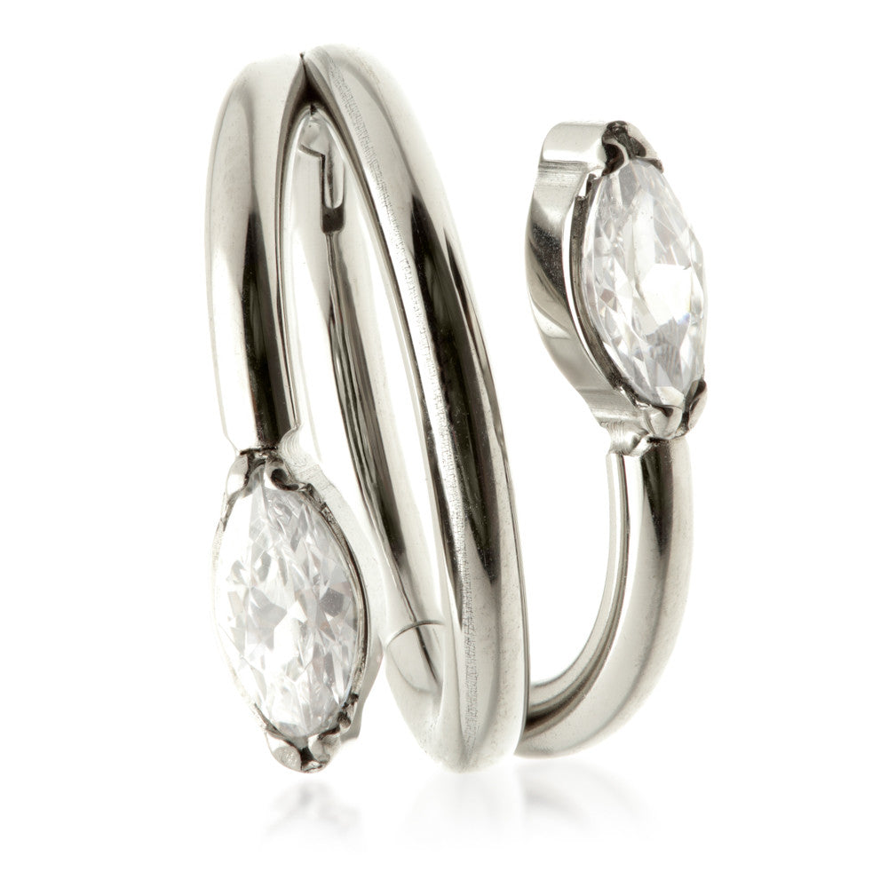 Ti Couture Coiled Shape with Marquise Gem Ends Hinged Ring