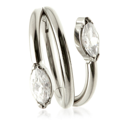 Ti Couture Coiled Shape with Marquise Gem Ends Hinged Ring