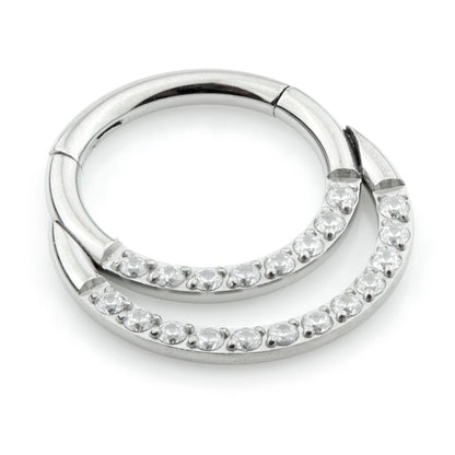 Ti Couture Double Jewelled Daith Titanium Hinged Ring