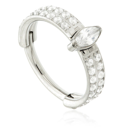 Ti Couture Double Pavé with Gem Marquise Hinged Ring