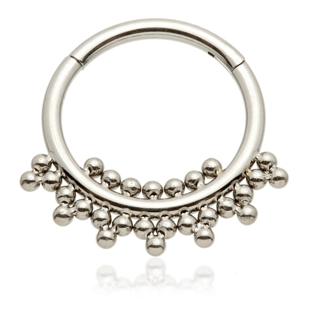 Ti Couture Double Tribal Bead Cluster Hinged Ring