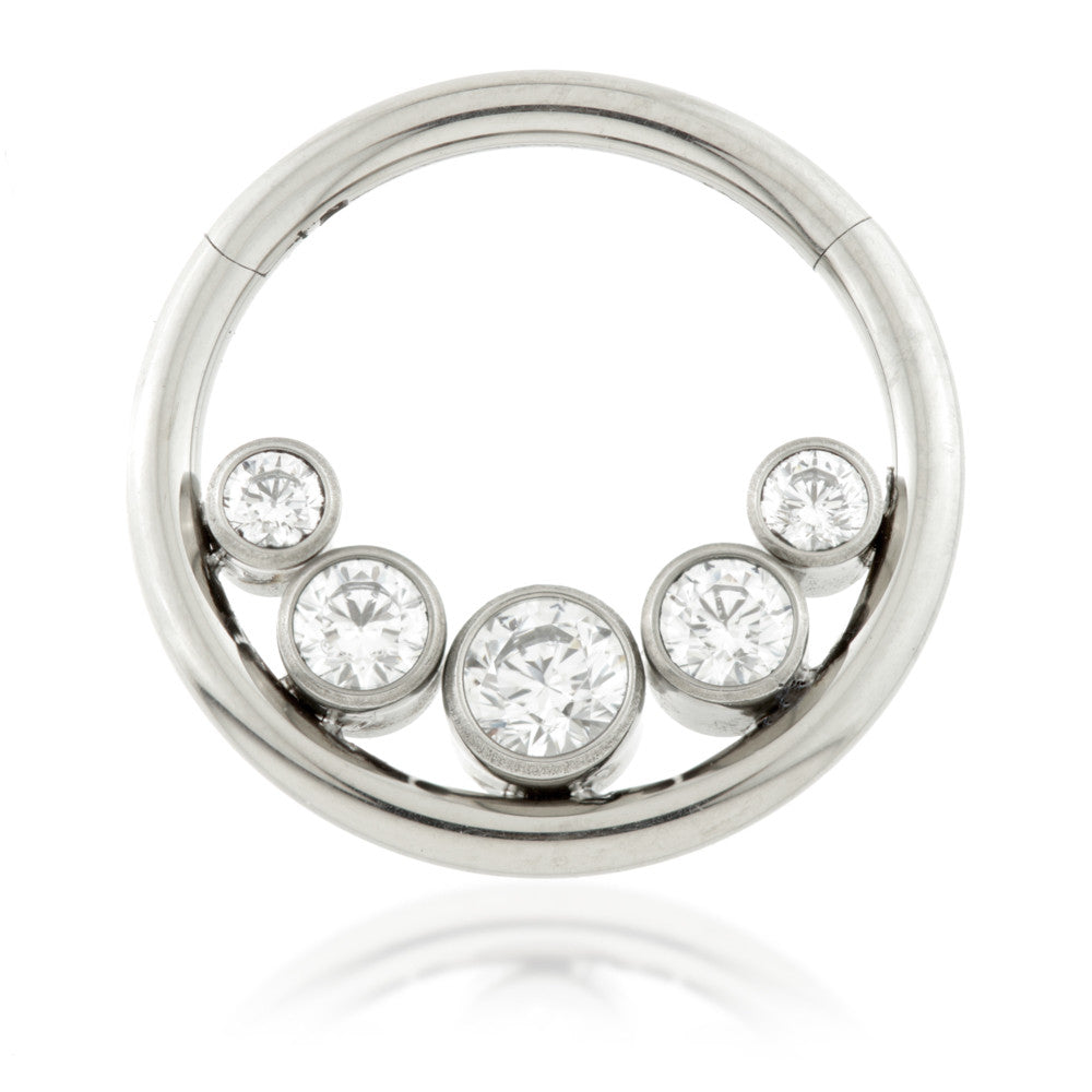 Ti Couture Front Facing 5 Gem Hinged Ring