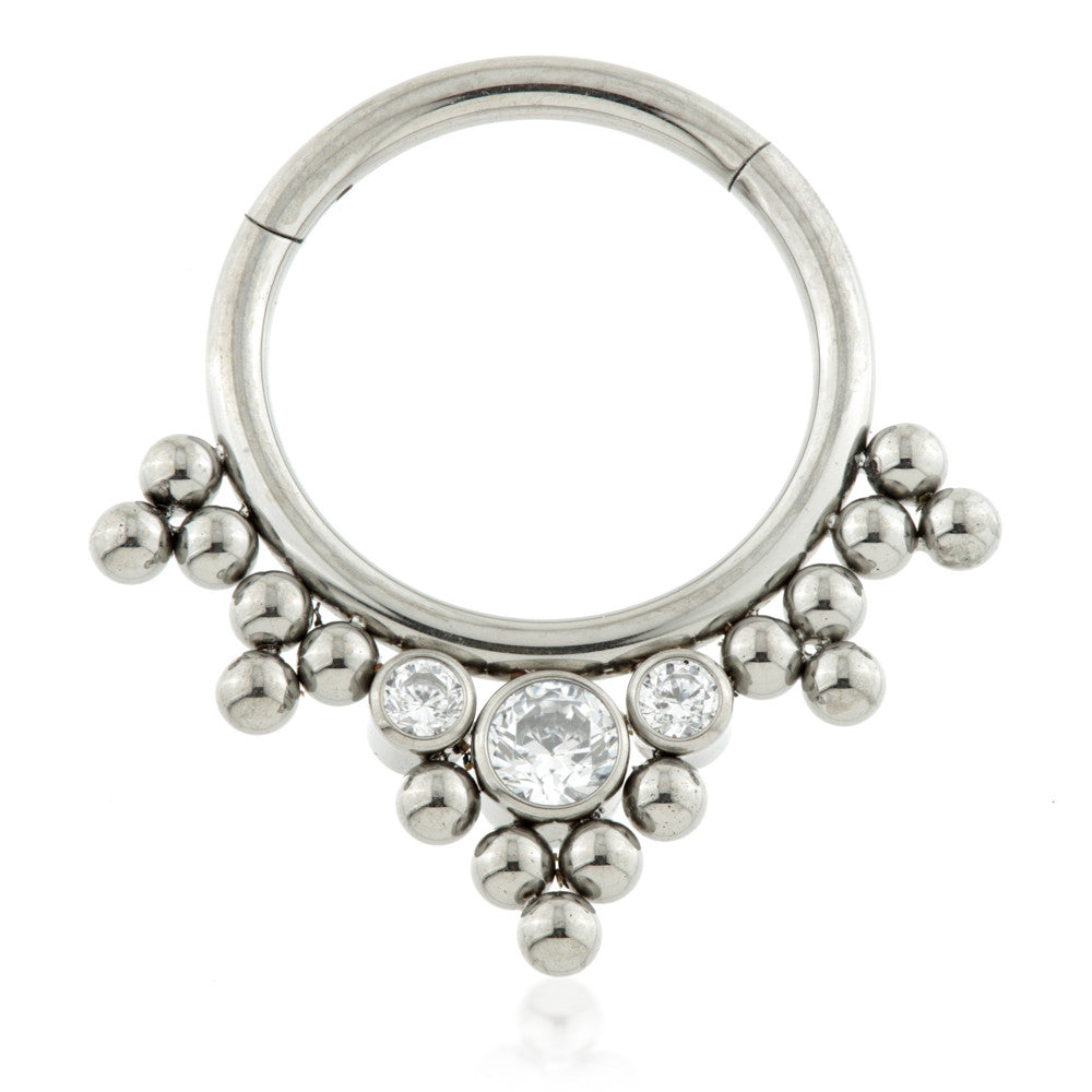 Ti Couture Front Facing Caeli Gem Cluster Ball Hinged Ring