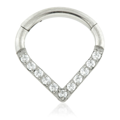 Ti Couture Front Facing Jewelled Pavé Wishbone Hinged Ring