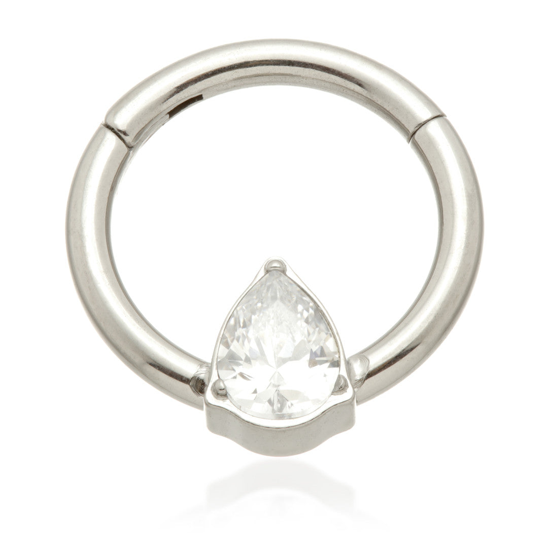 Ti Couture Front Facing Jewelled Pear Hinged Ring