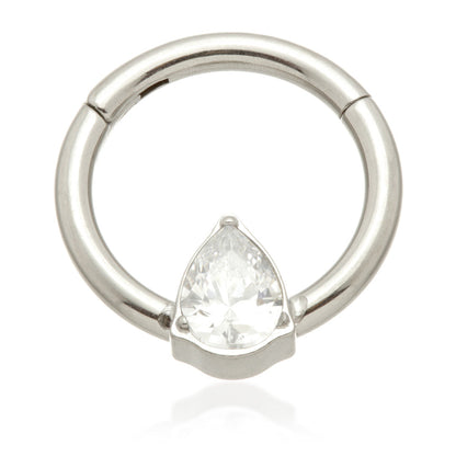 Ti Couture Front Facing Jewelled Pear Hinged Ring