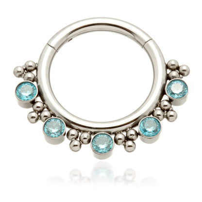 Ti Couture Front Facing Jewelled Tribal Bead Cluster Hinged Ring
