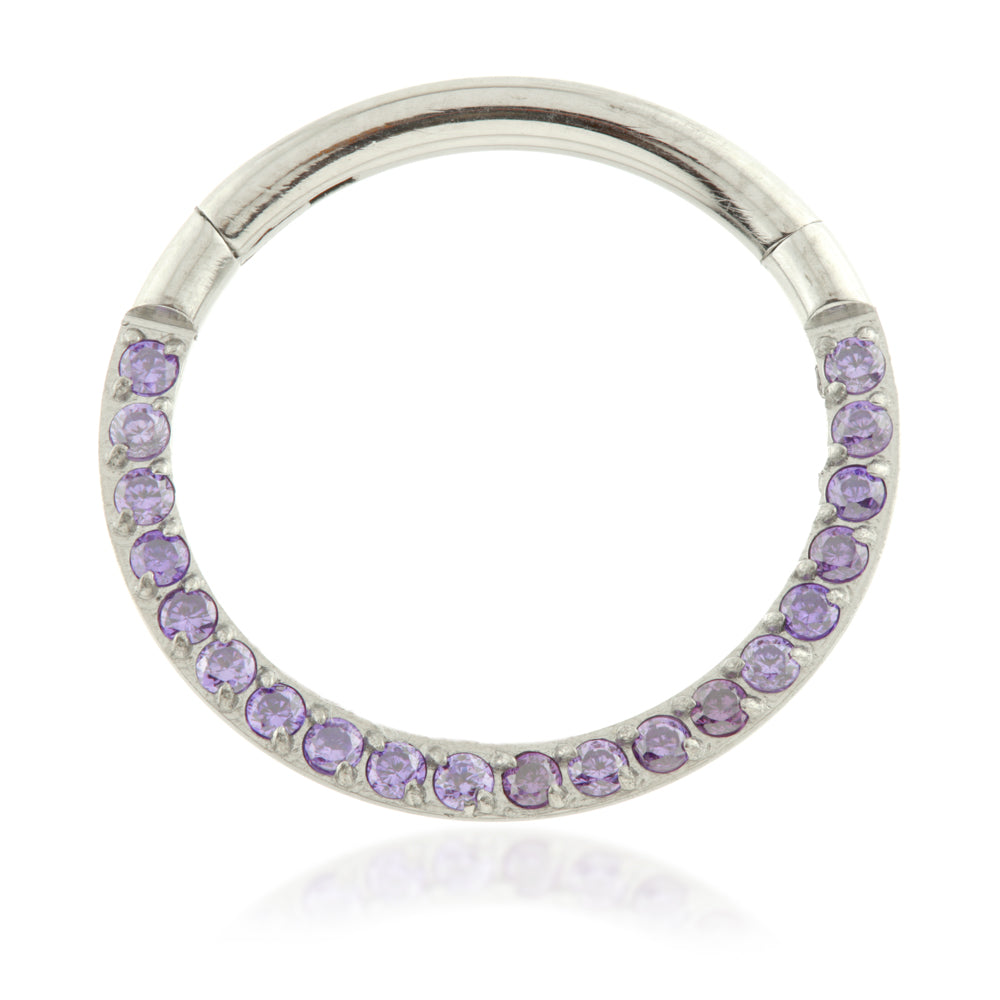 Ti Couture Front Facing Pave Gems Hinged Daith Ring