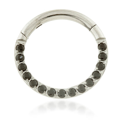 Ti Couture Front Facing Pave Gems Hinged Daith Ring