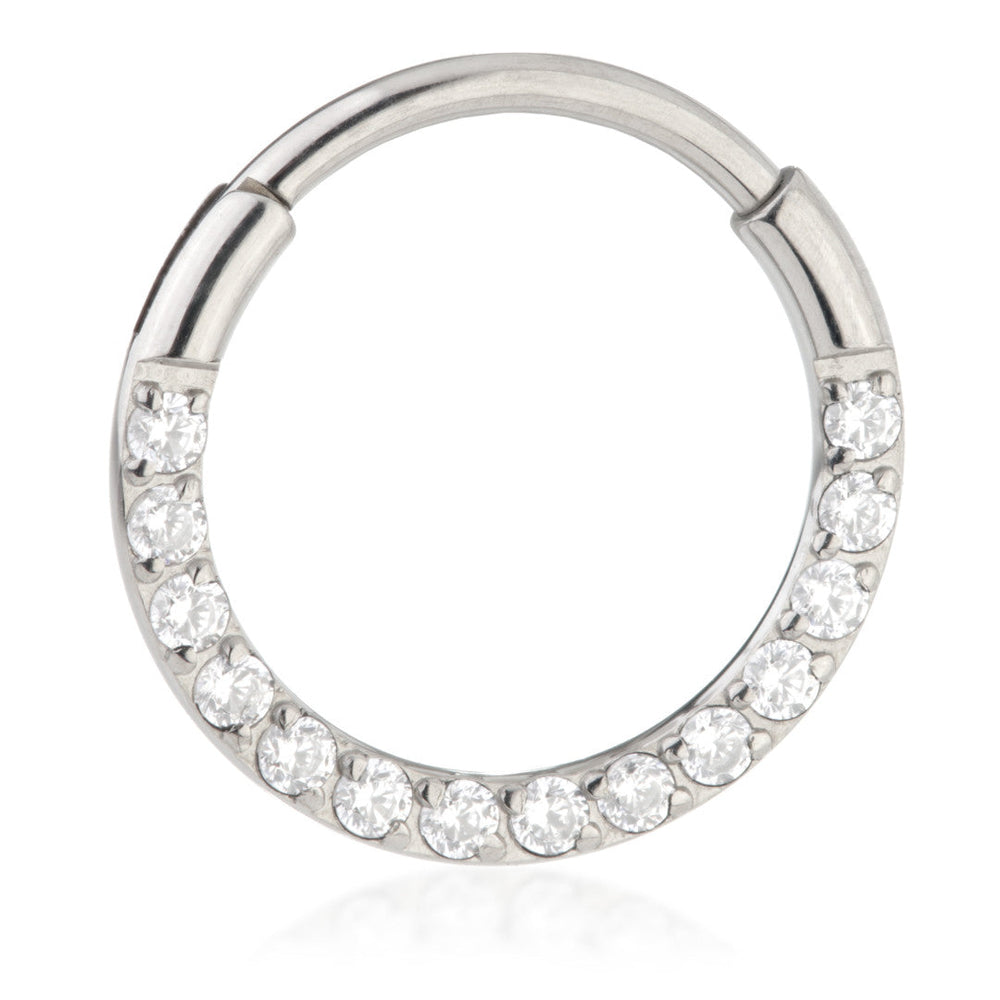 Ti Couture Front Facing Pavé Gems Hinged Ring (0.8mm)