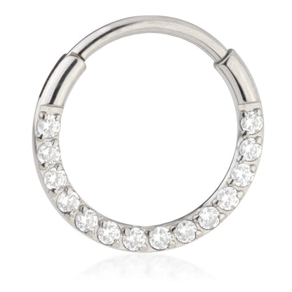 Ti Couture Front Facing Pavé Gems Hinged Ring (0.8mm)