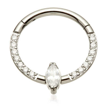 Ti Couture Front Facing Pavé with Gem Marquise Hinged Ring
