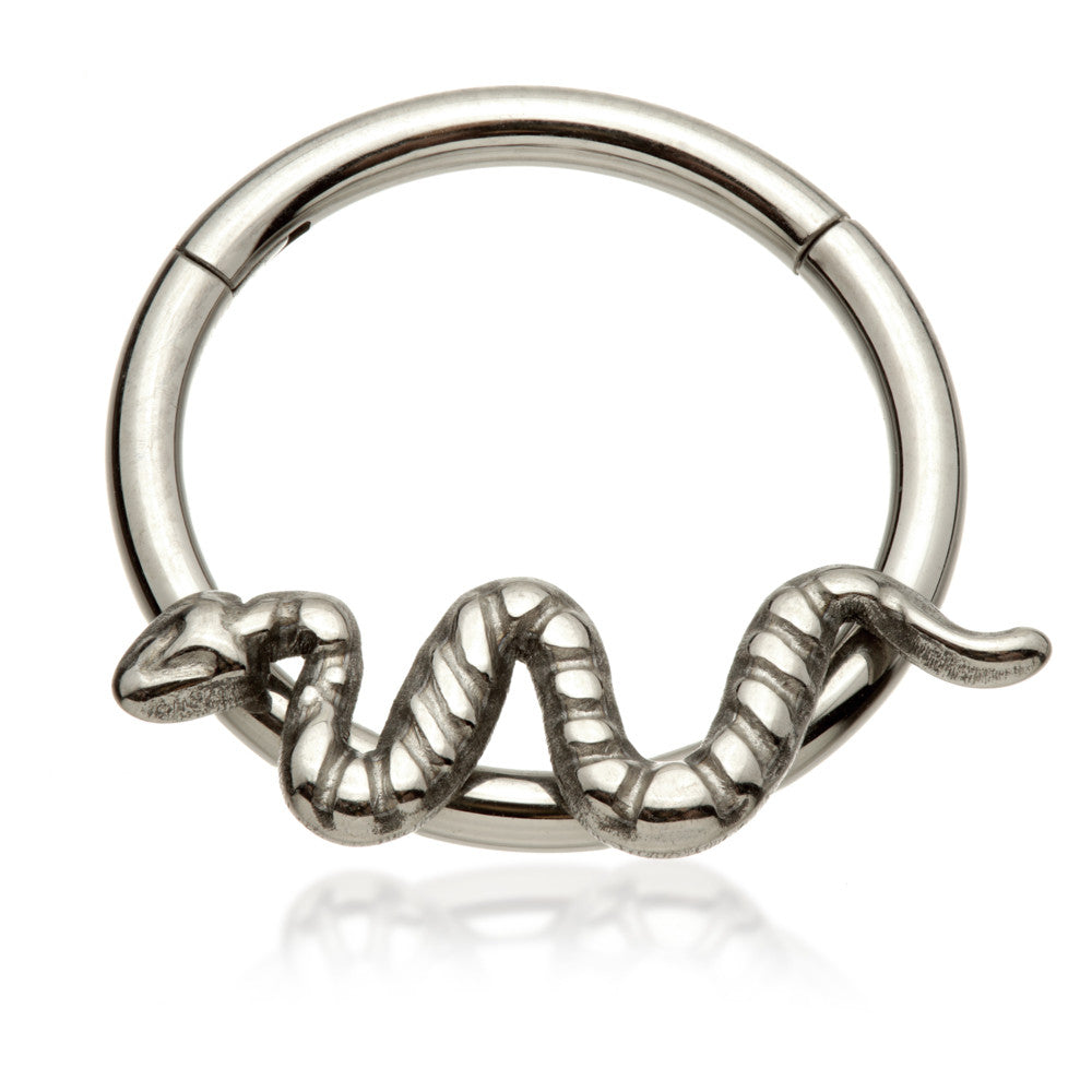 Ti Couture Front Facing Snake Hinged Ring