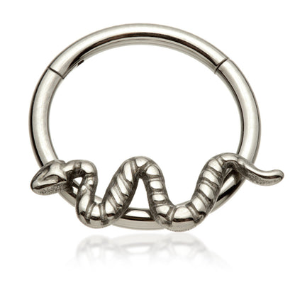 Ti Couture Front Facing Snake Hinged Ring