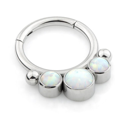Ti Couture Front Facing Triple Bezel Opal Hinged Ring