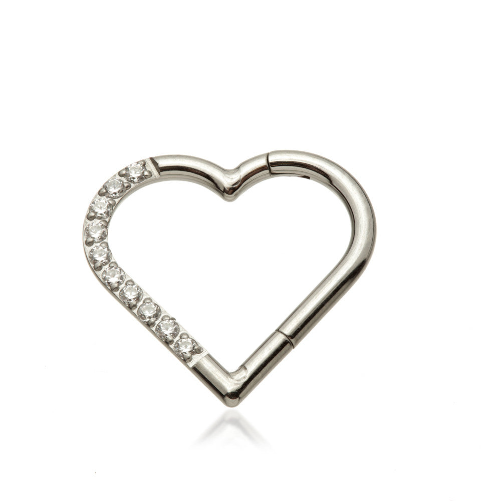 Ti Couture Half Pavé Heart Shaped Hinged Ring (Right Side only)